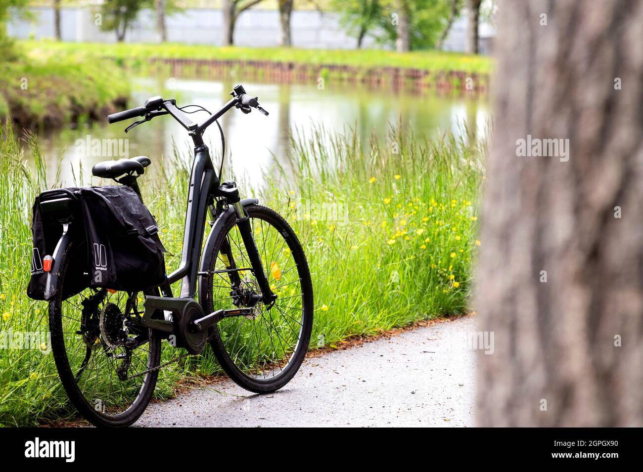 France, Vosges, cycle track La Voie Bleue aau south of Epinal towards