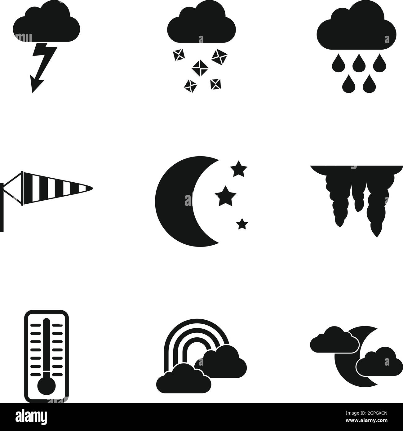 Weather outside icons set, simple style Stock Vector