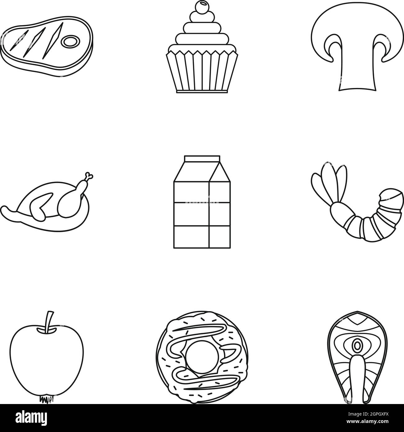 Morning breakfast icons set, outline style Stock Vector