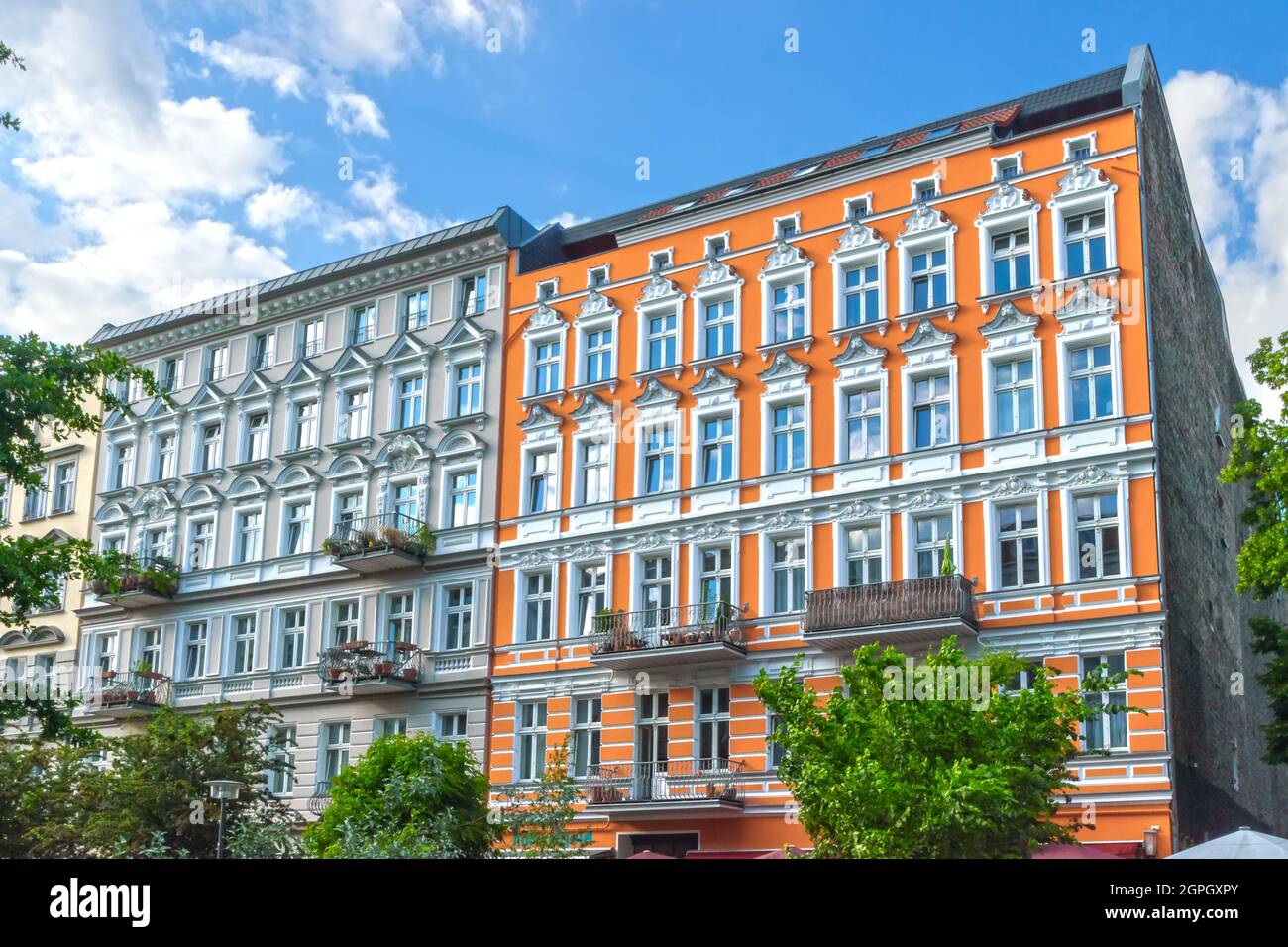 beautiful and restored houses in a street in Berlin Stock Photo Alamy