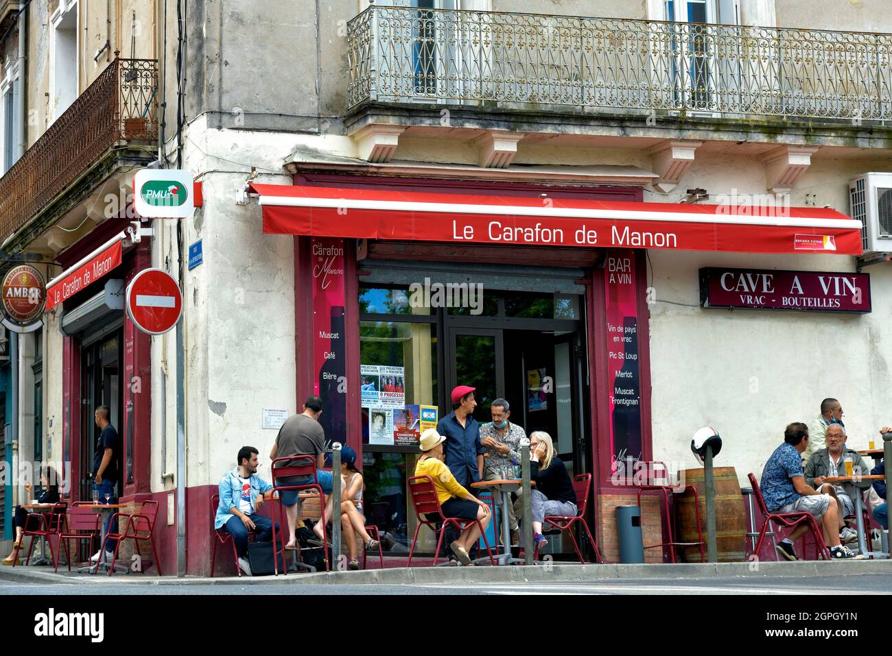 France, Herault, Sete, neighborhood Revolution, Bar Le Carafon de Manon, Brassens trail Stock Photo