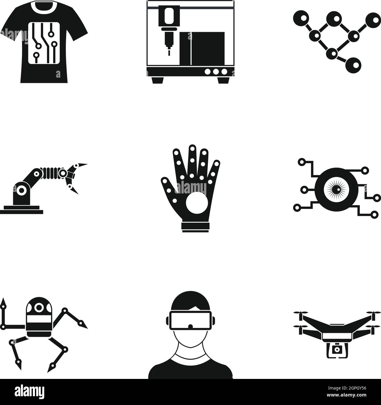 Latest electronic devices icons set, simple style Stock Vector
