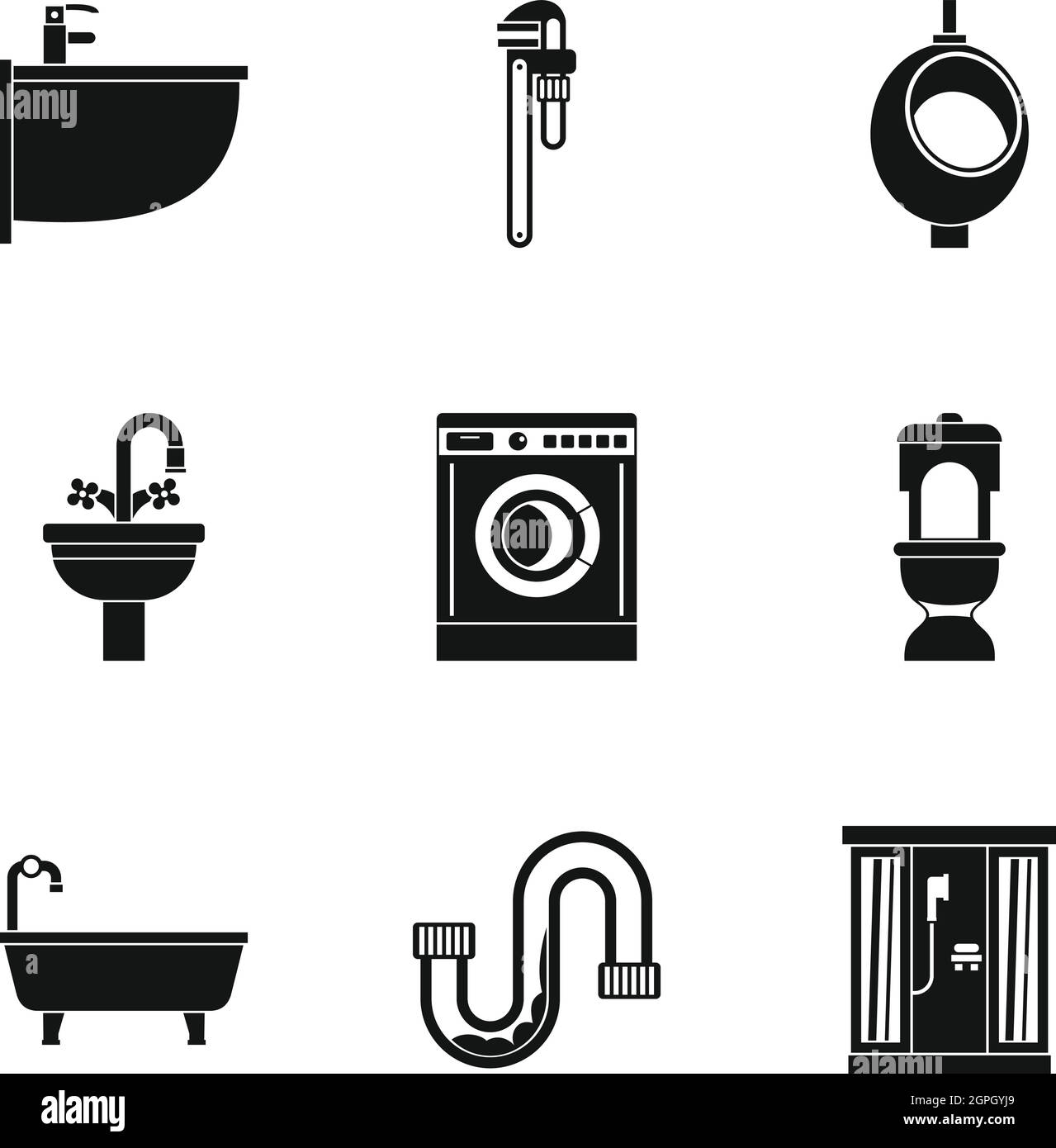 Sanitary appliances icons set, simple style Stock Vector Image & Art
