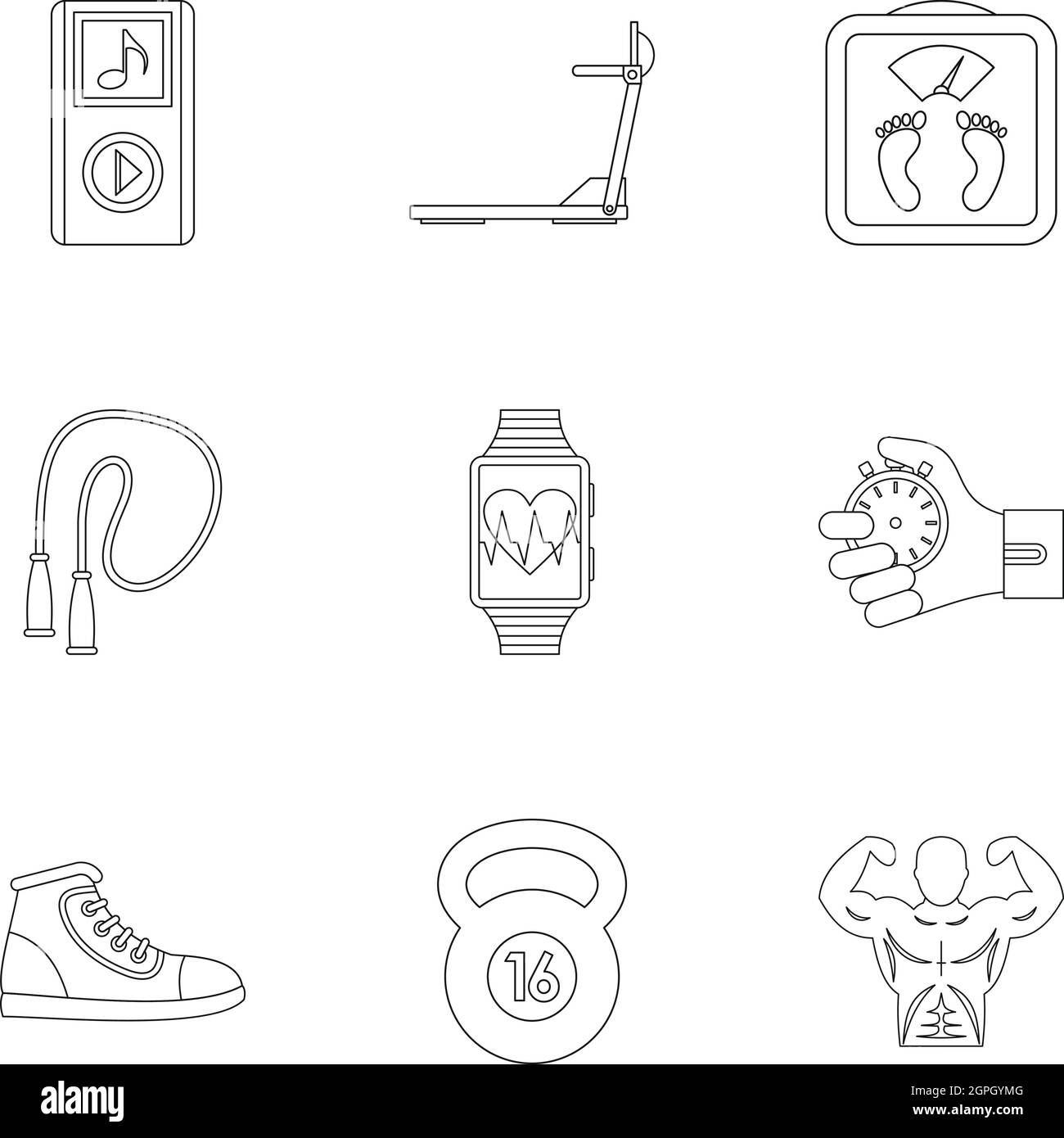 Active lifestyle icons set, outline style Stock Vector