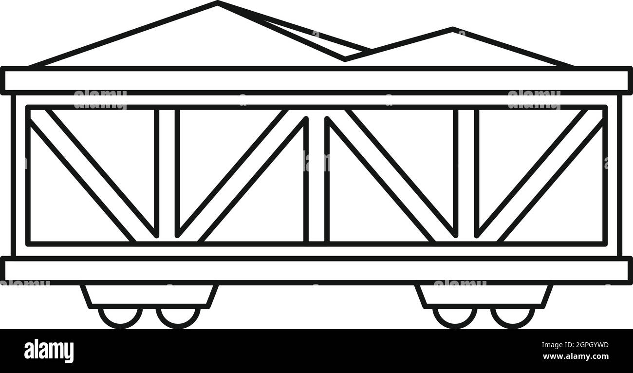 Train cargo wagon icon, outline style Stock Vector