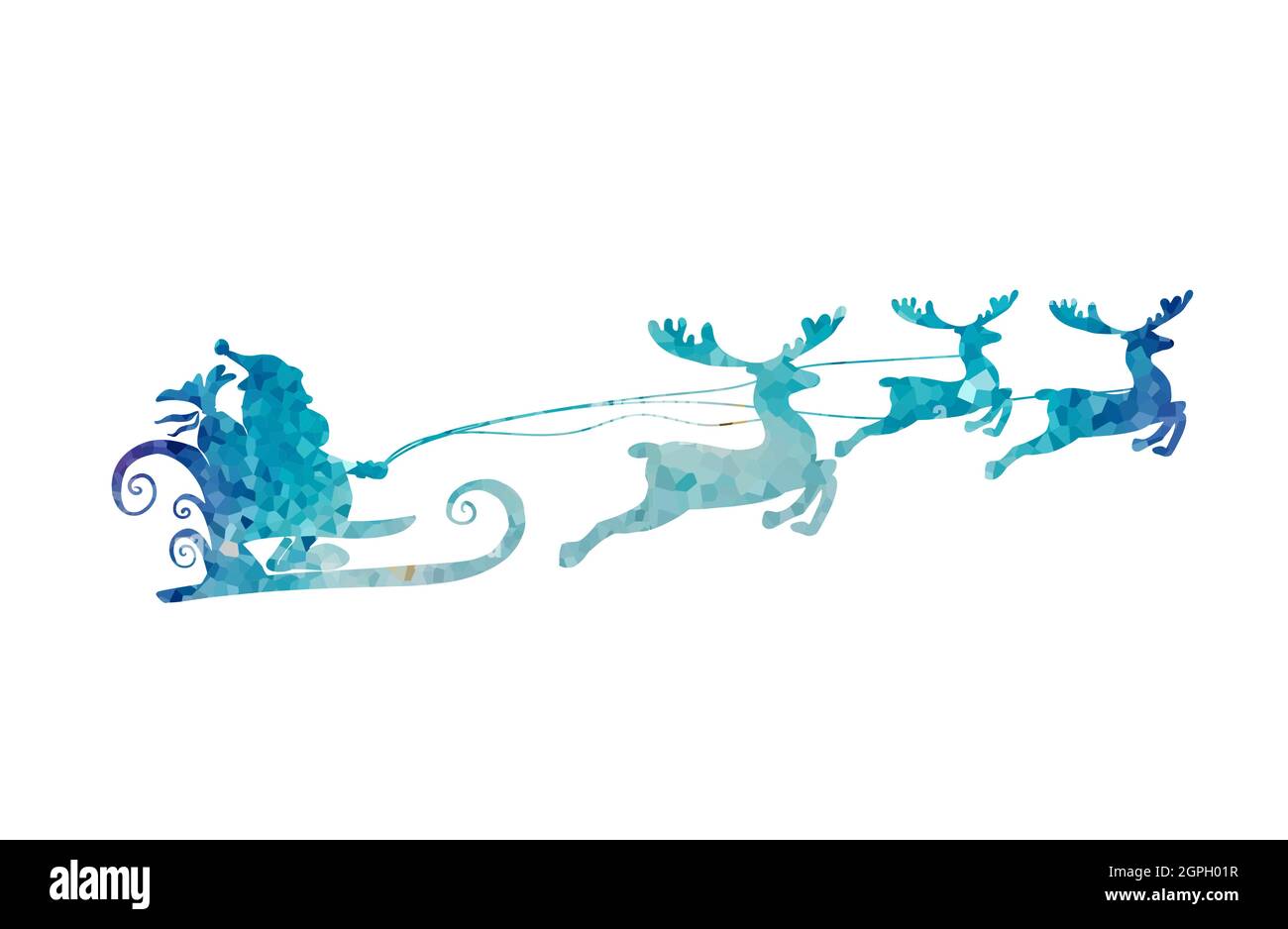 Silhouette illustration of Santa Claus driving his sleigh with the moon ...