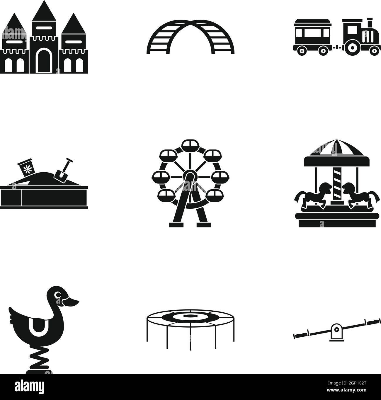 Children rides icons set, simple style Stock Vector