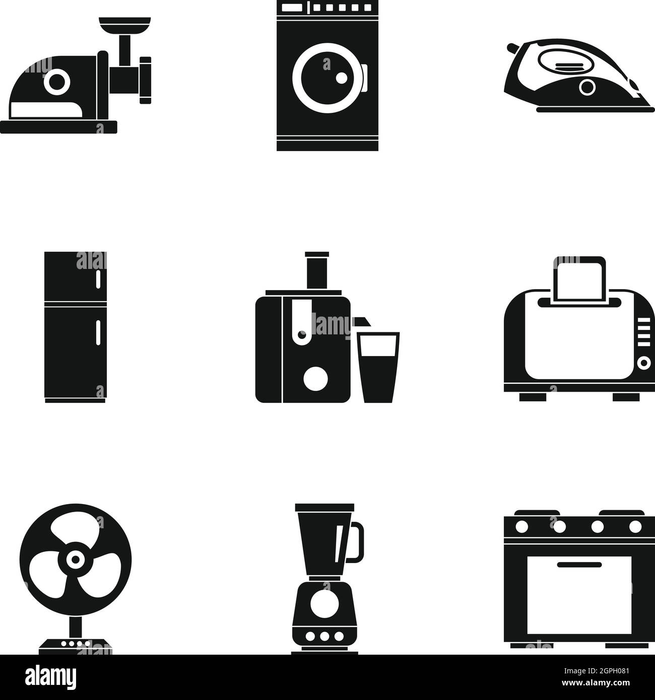 Appliances icons set, simple style Stock Vector