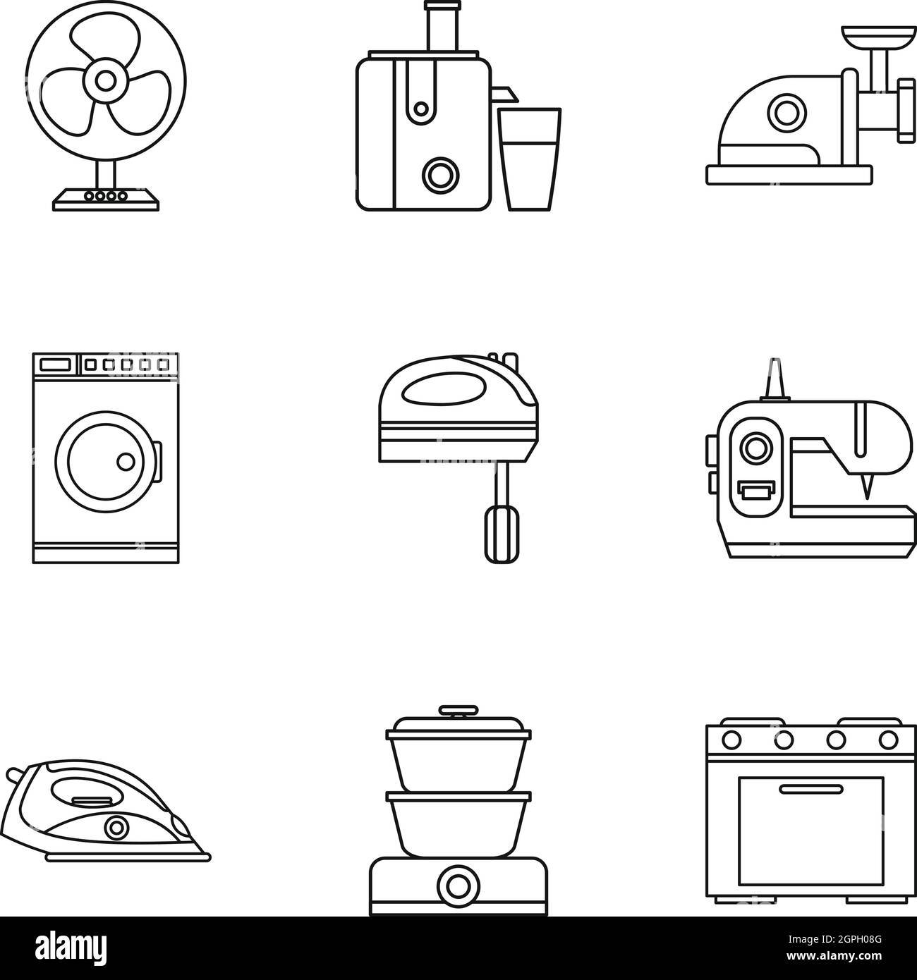 Devices for home icons set, outline style Stock Vector