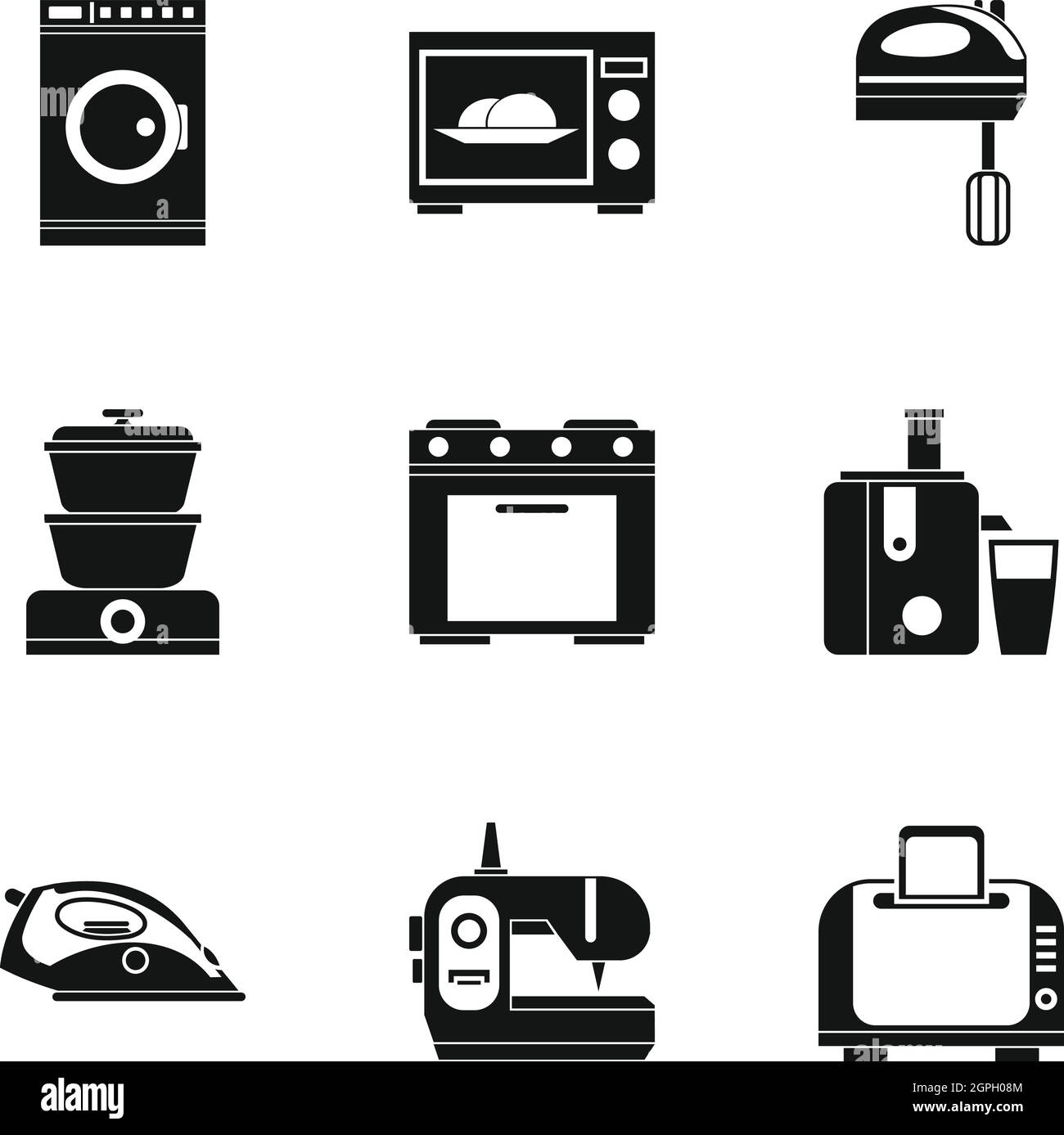 Home appliances icons set, simple style Stock Vector