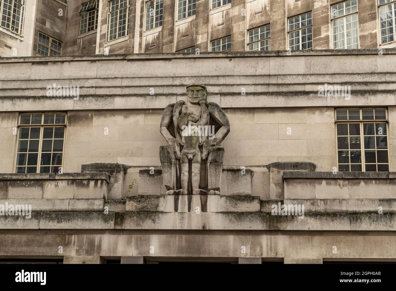 Statue outside London Transport Head Office in London Stock Photo
