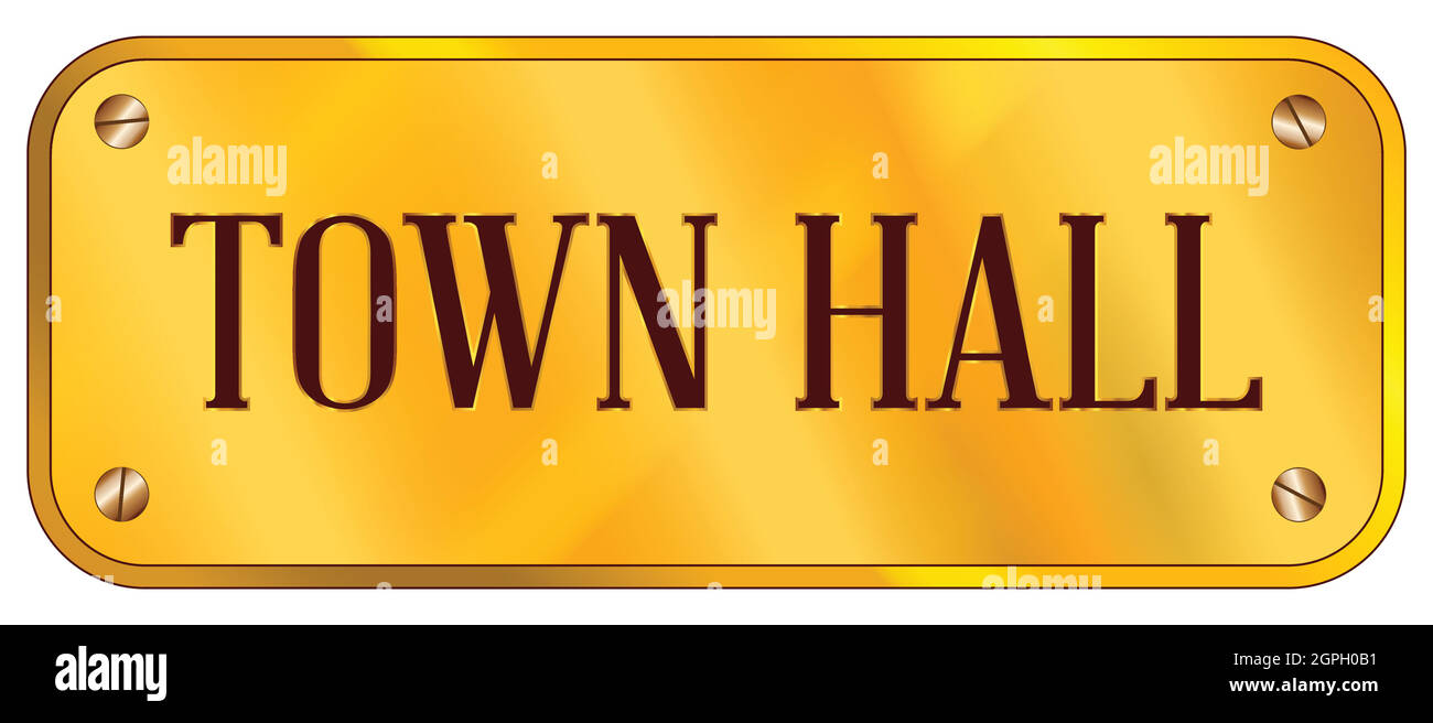 Town Hall Brass Plaque Stock Vector