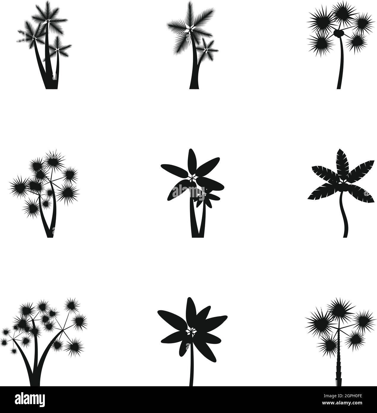 Tree palm icons set, simple style Stock Vector