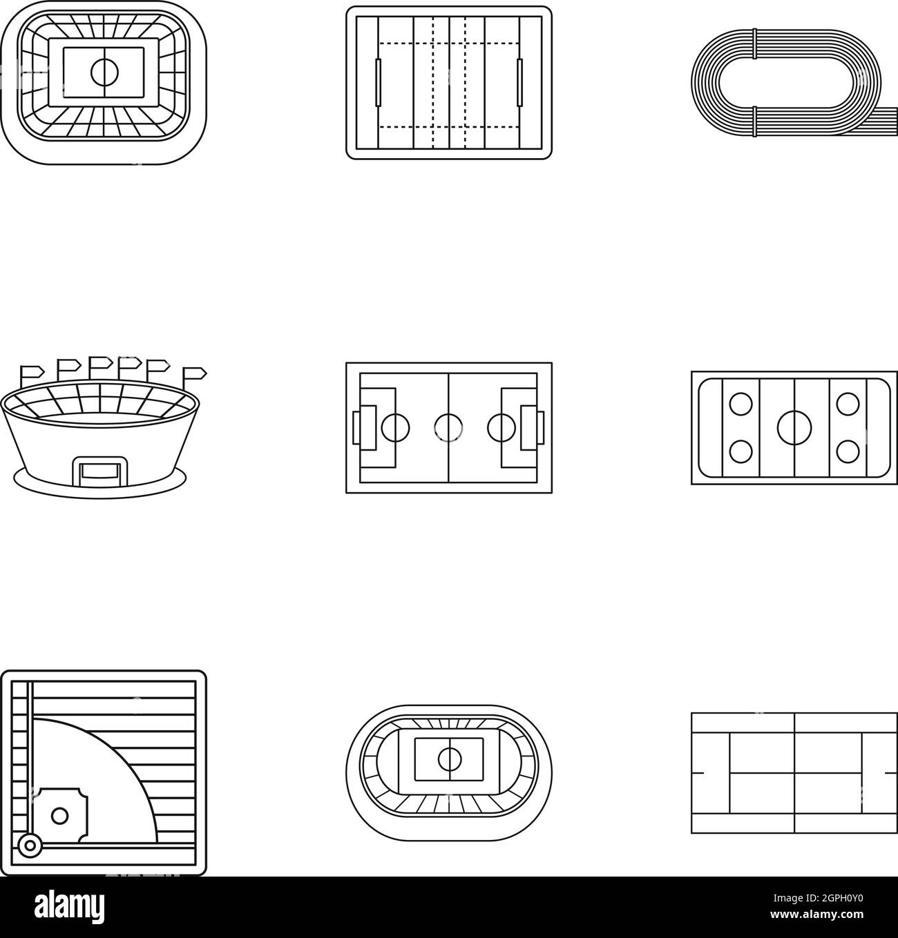 Sports complex icons set, outline style Stock Vector Image & Art Alamy