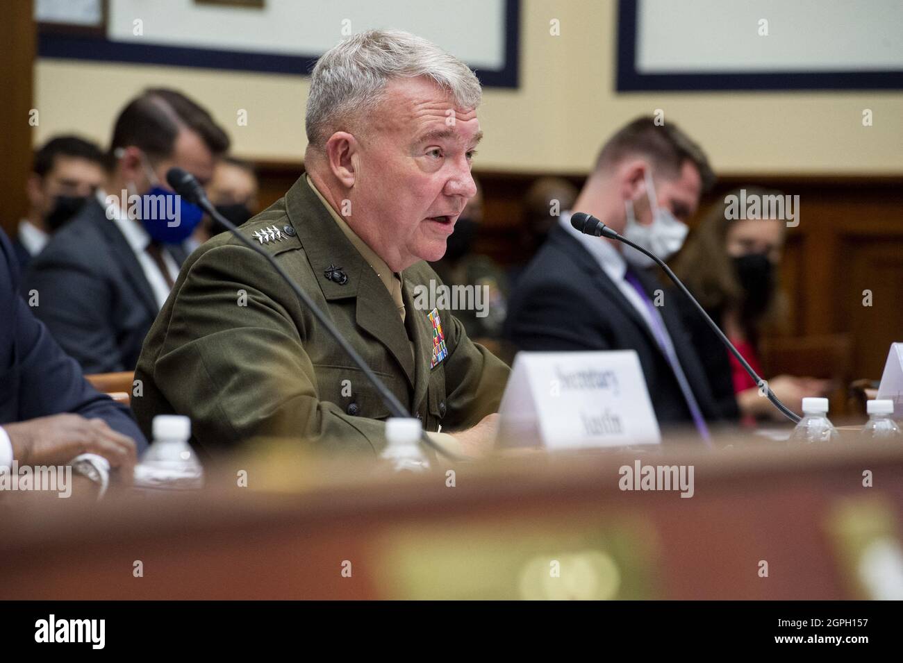 General Kenneth McKenzie Jr., USMC Commander, U.S. Central Command responds to questions during a House Armed Services Committee hearing on âÂ€ÂœEnding the U.S. Military Mission in AfghanistanâÂ€Â in the Rayburn House Office Building in Washington, DC, Wednesday, September 29, 2021. Photo by Rod Lamkey / Pool/ABACAPRESS.COM Stock Photo