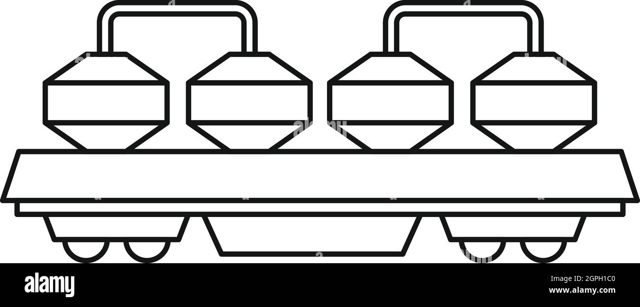 Rail wagon for cement icon, outline style Stock Vector