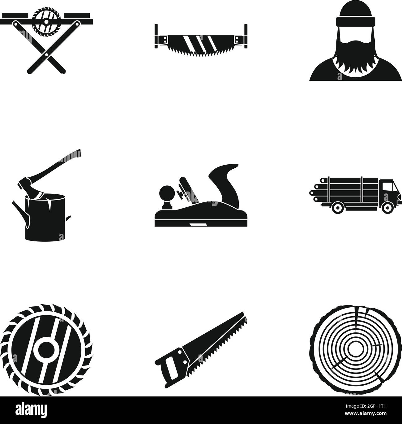 Sawing icons set, simple style Stock Vector