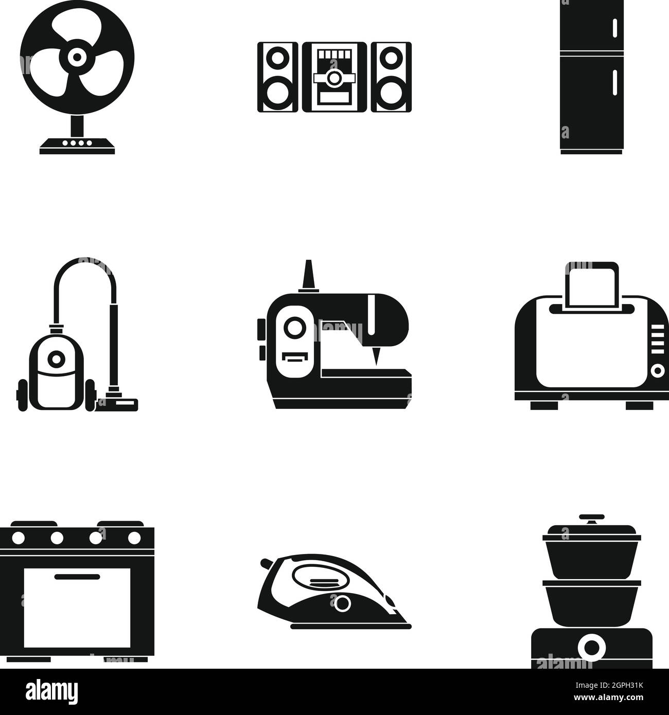 Devices for home icons set, simple style Stock Vector