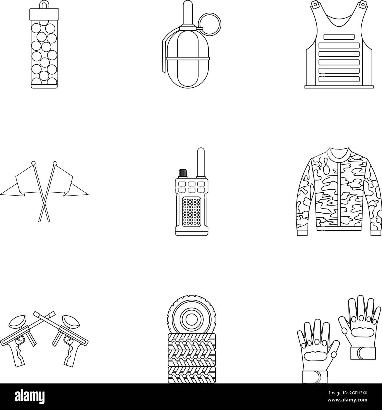 Shooting paintball icons set, outline style Stock Vector Image & Art ...