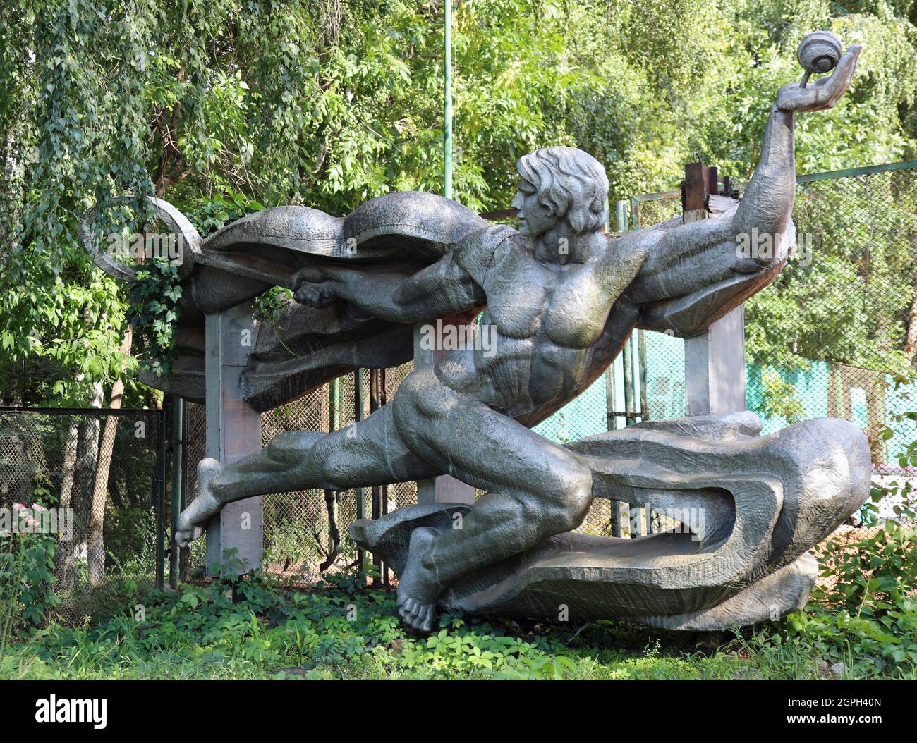 Soviet sculpture at a Chisinau tennis court Stock Photo