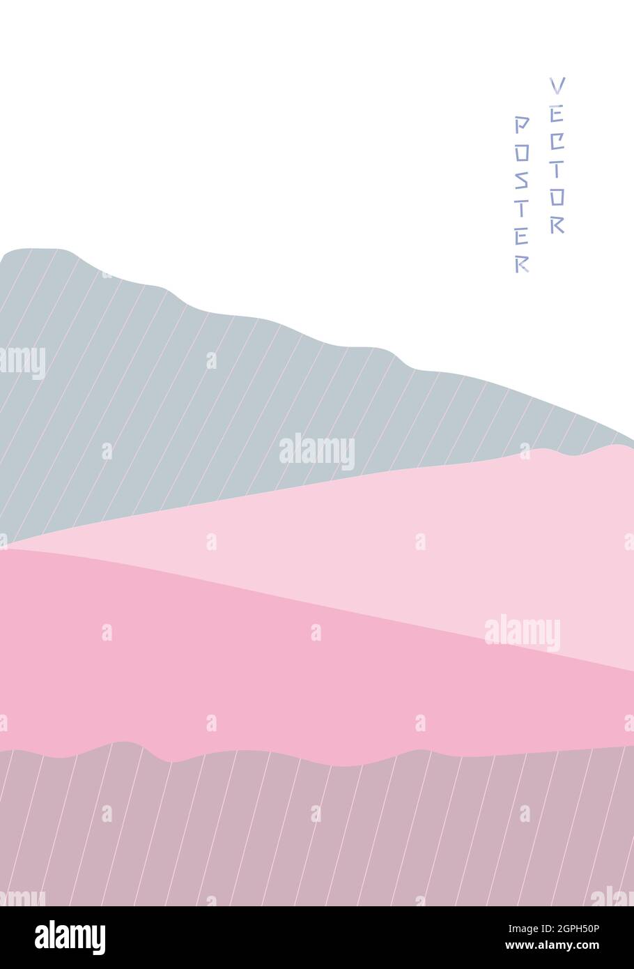 Abstract mountain landscape poster in pink colors. Geometric landscape ...