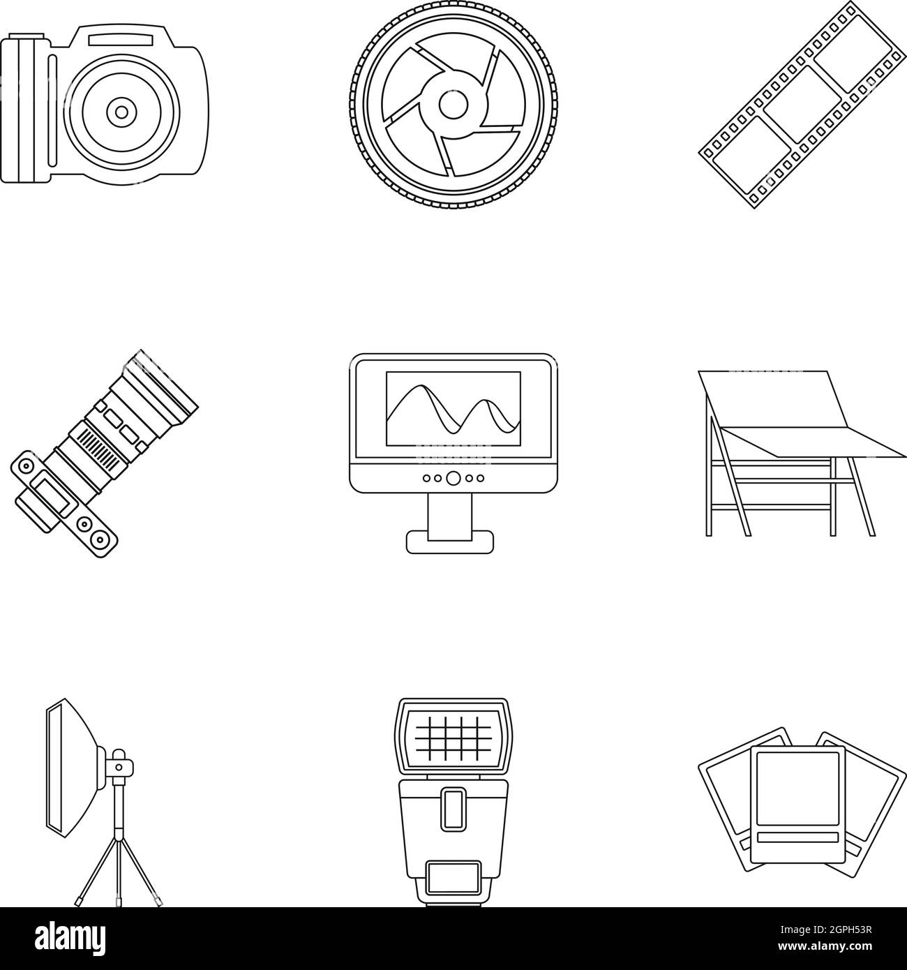 Camera Accessories Drawing Icons Stock Vector - Illustration of