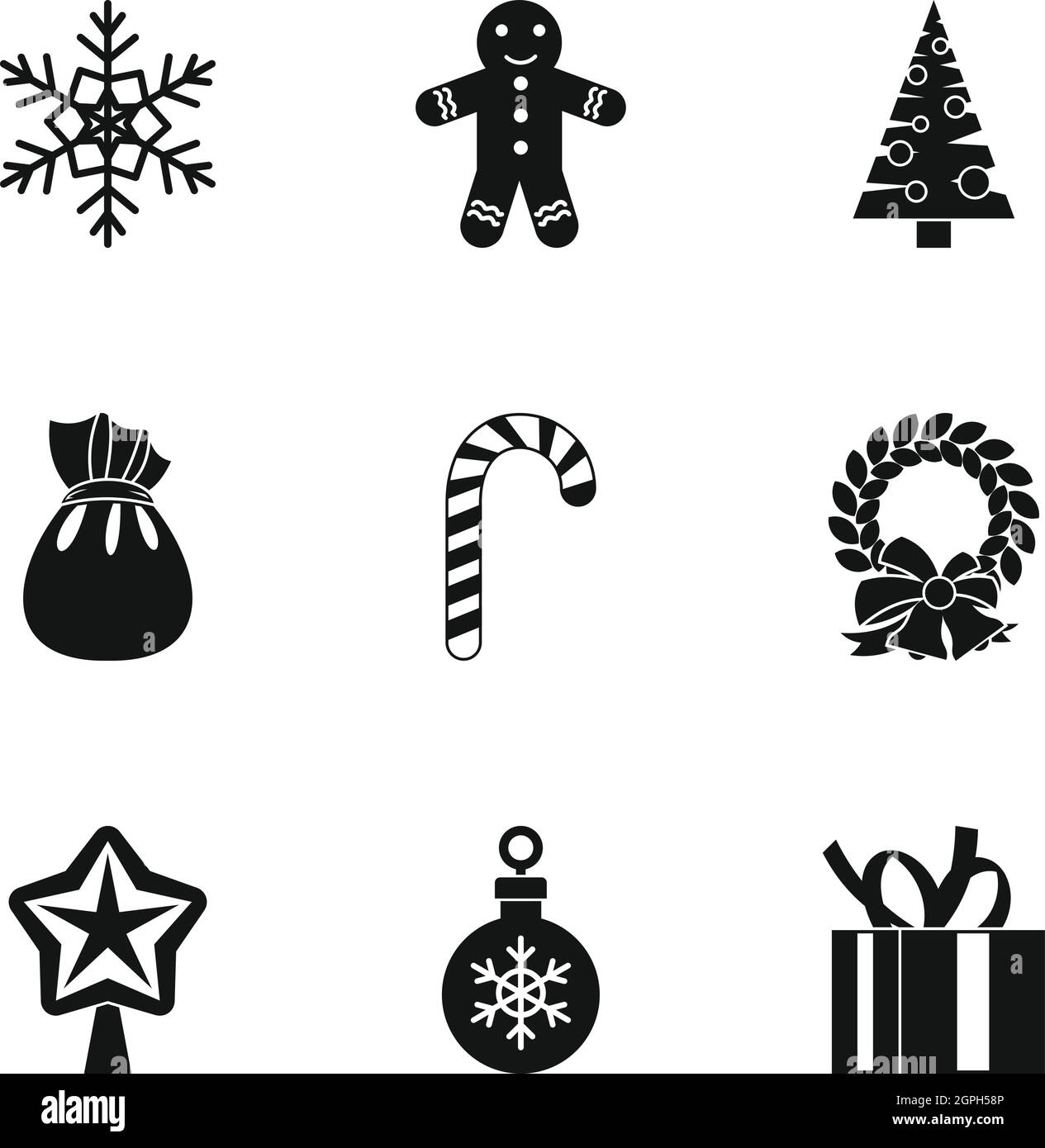 Christmas icons set, simple style Stock Vector