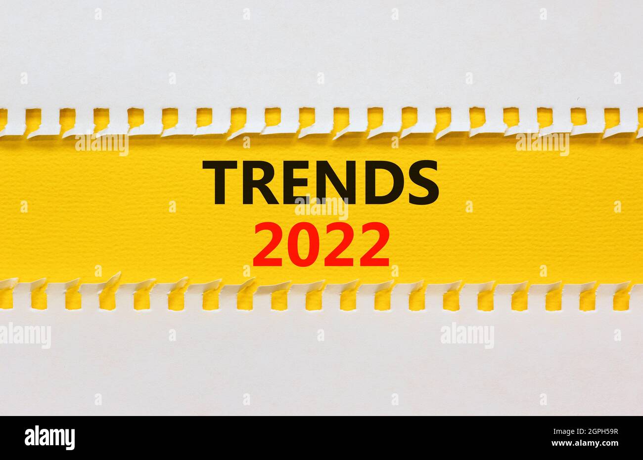 2022 Trends New Year Symbol White And Yellow Paper With Words 2022
