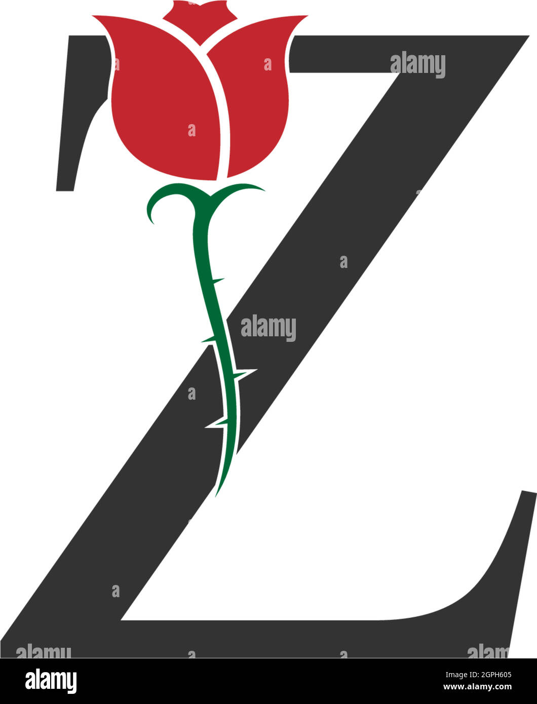 Letter Z logo icon with rose design vector Stock Vector