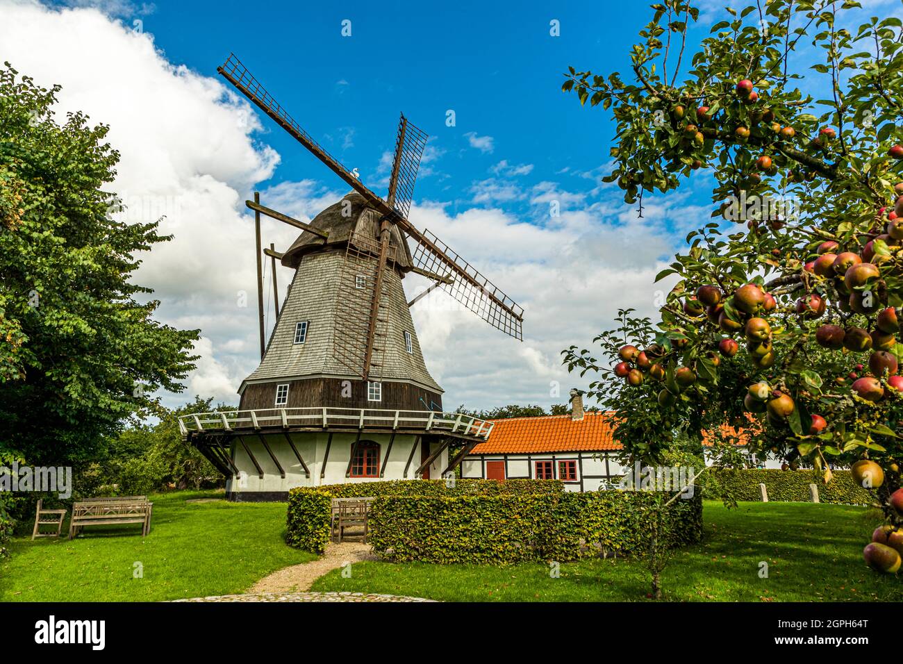 Windmill at Johannes Larsen Museum, Kerteminde Kommune, Denmark Stock Photo