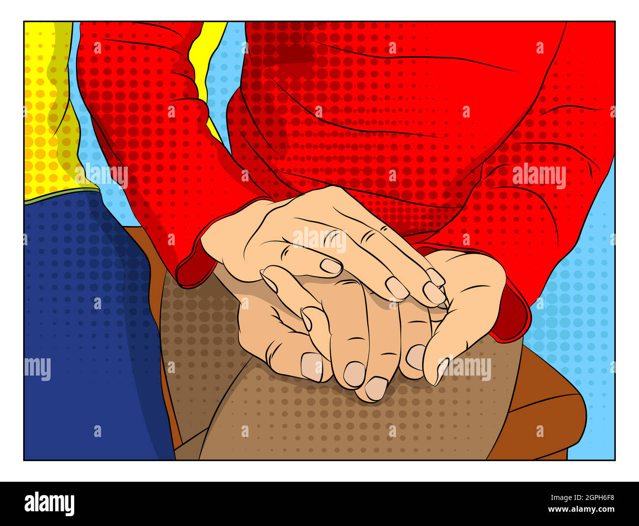 Close up of a woman holding a male hand. People holding hands. Stock Vector