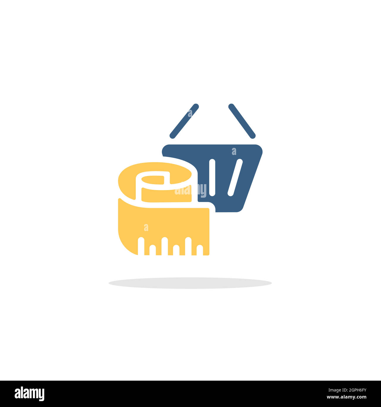 Measuring meter and shopping basket. Product dimensions. Icon with