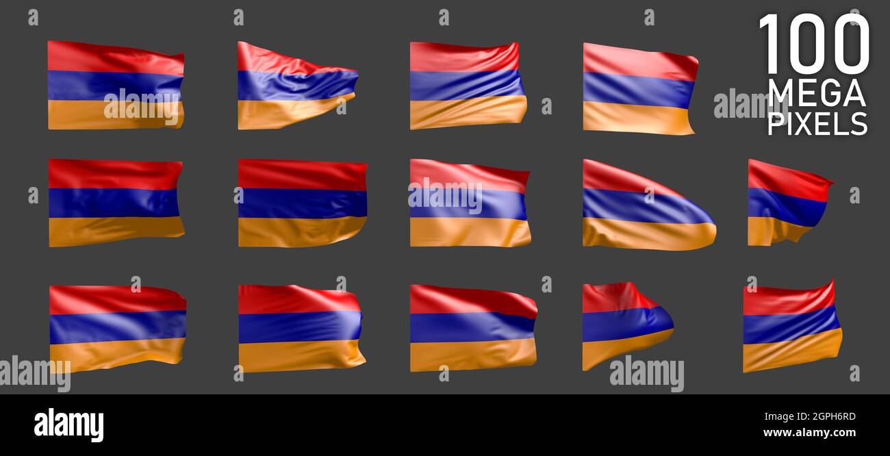 Armenia flag isolated - different realistic renders of the waving flag ...