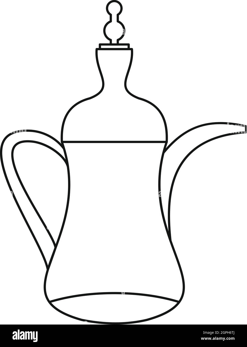 Arabic coffee pot icon, outline style Stock Vector