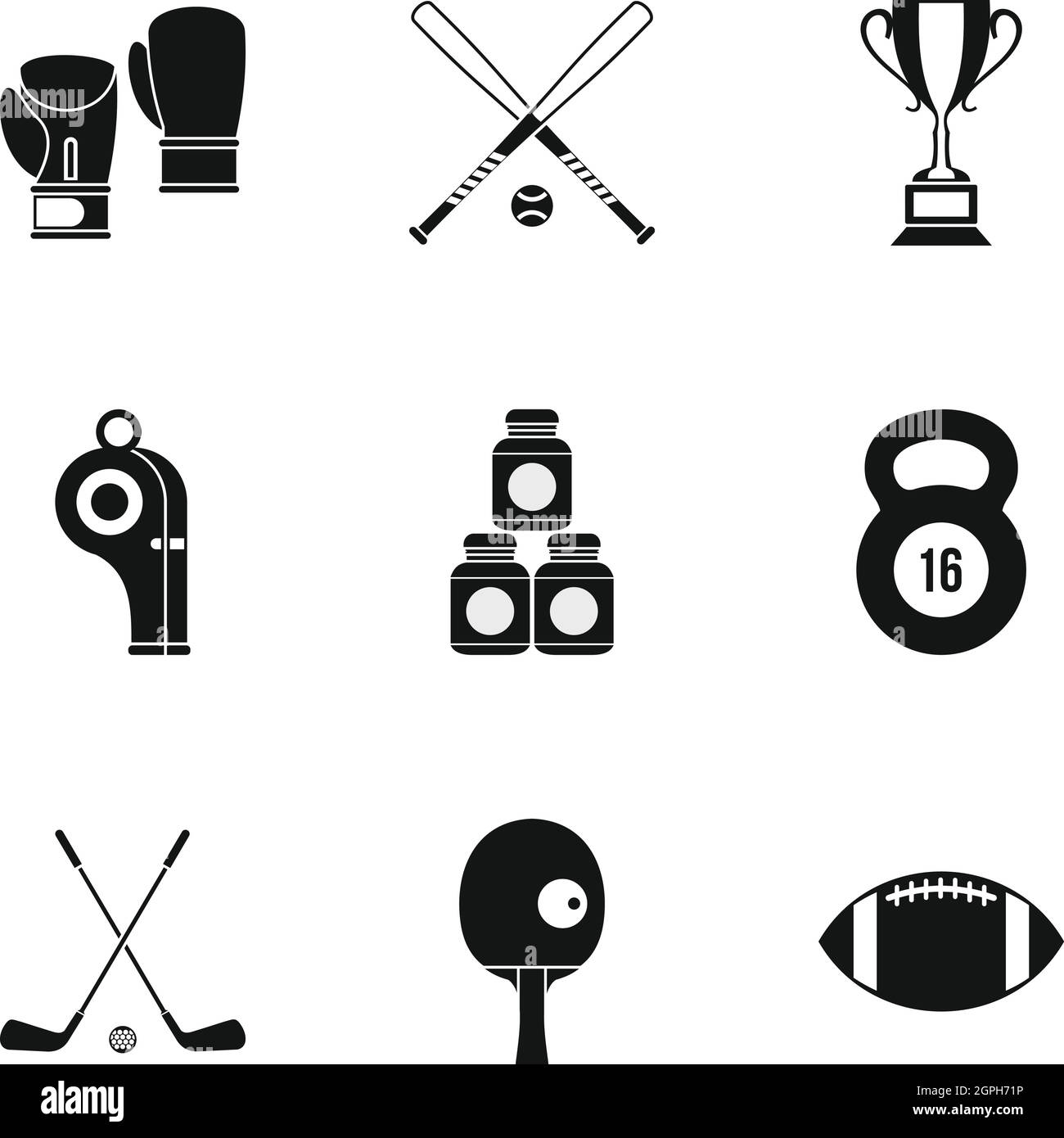 Sports stuff icons set, simple style Stock Vector