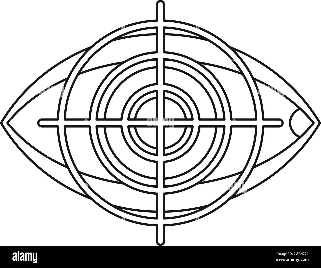 Human eye and target icon, outline style Stock Vector