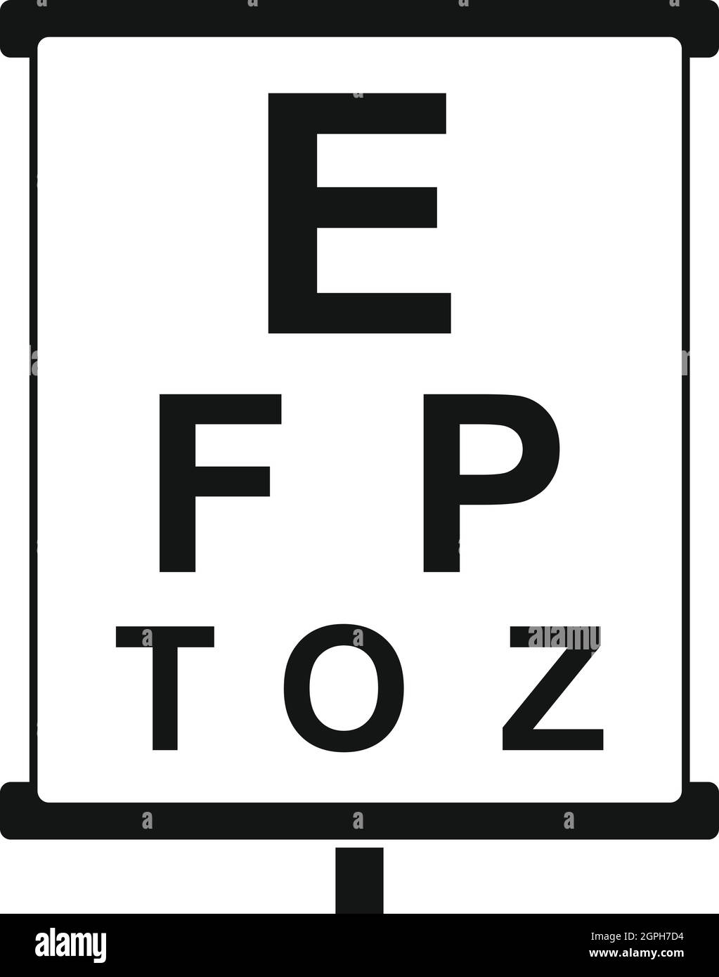 White placard with letters eyesight testing icon Stock Vector