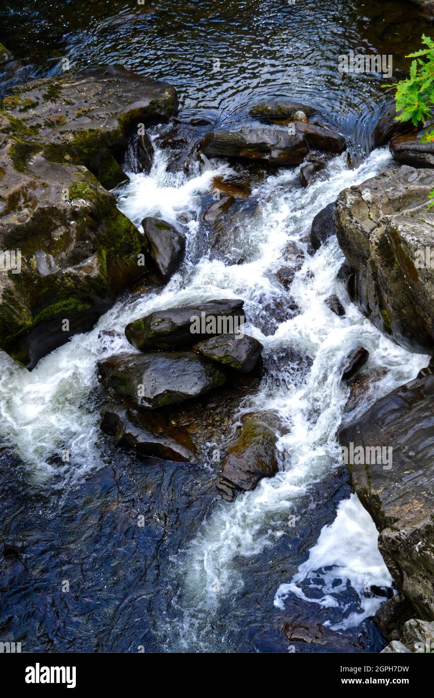 Betws-y-Coed waterfall at Waterloo bridge, in North Wales Stock Photo