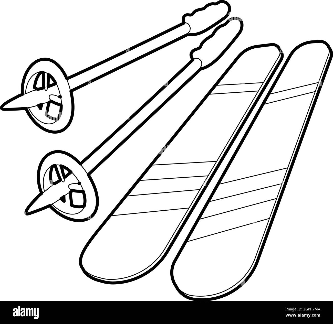 Skiing icon, outline style Stock Vector