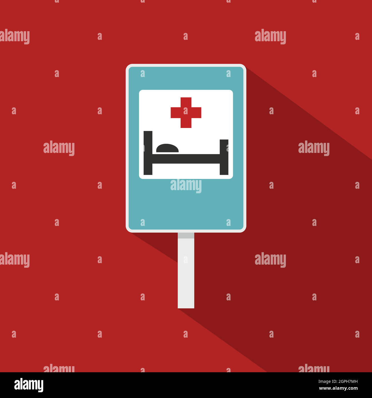 Hospital traffic sign icon, flat style Stock Vector