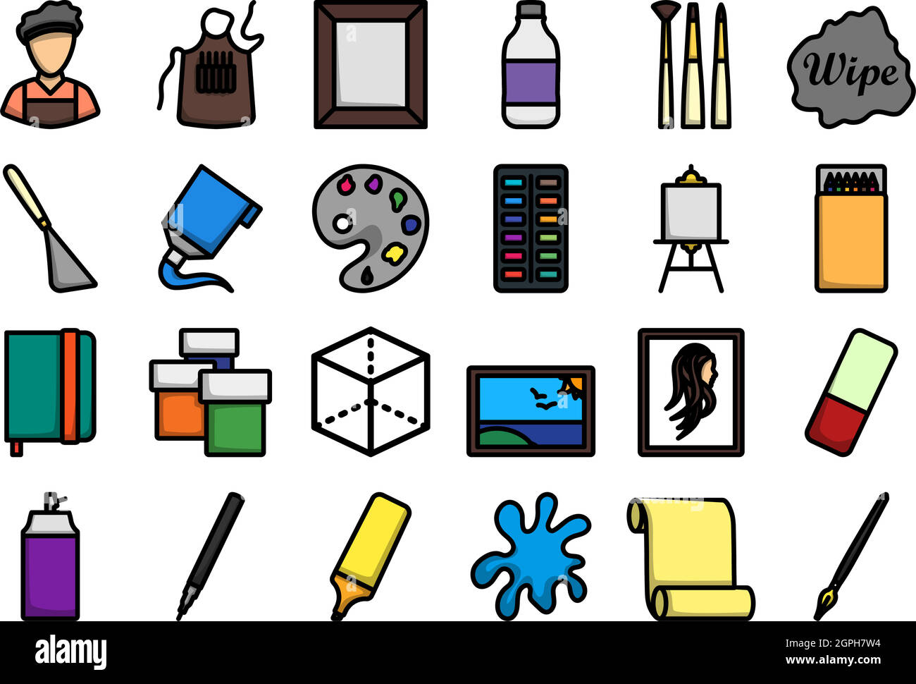 Painting Icon Set Stock Vector