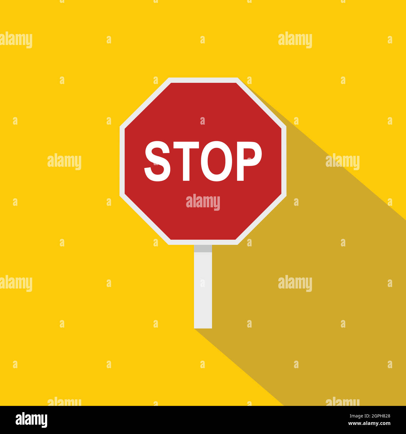 Red stop road sign icon, flat style Stock Vector