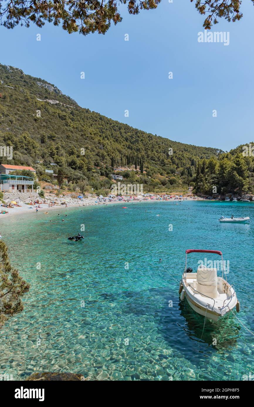 Korcula island Pupnatska luka beach during summer, Croatia Stock Photo ...