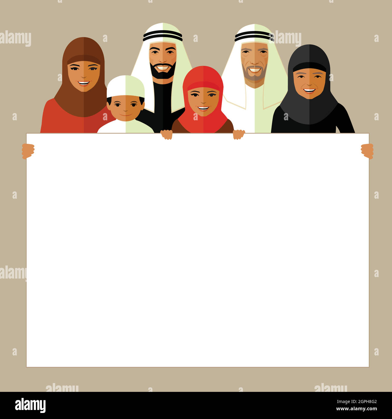 arab family, muslim people Stock Vector