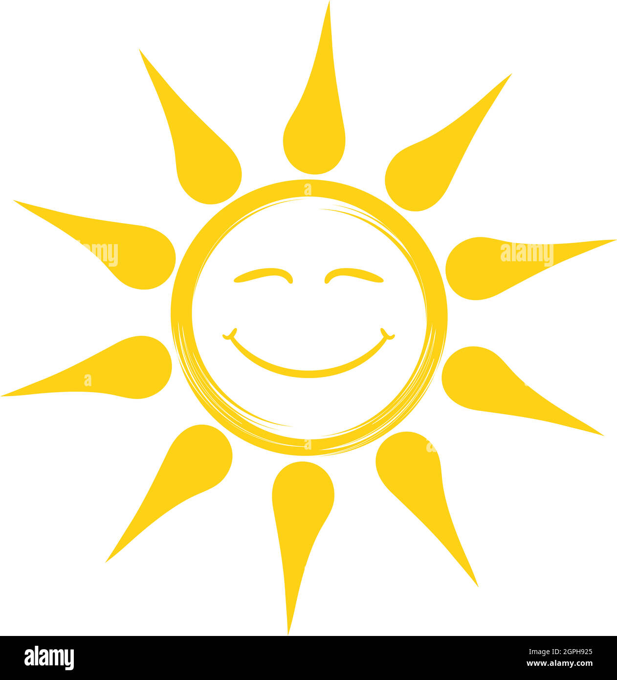 Smiling Sun vector symbol on a white isolated background. Stock Vector