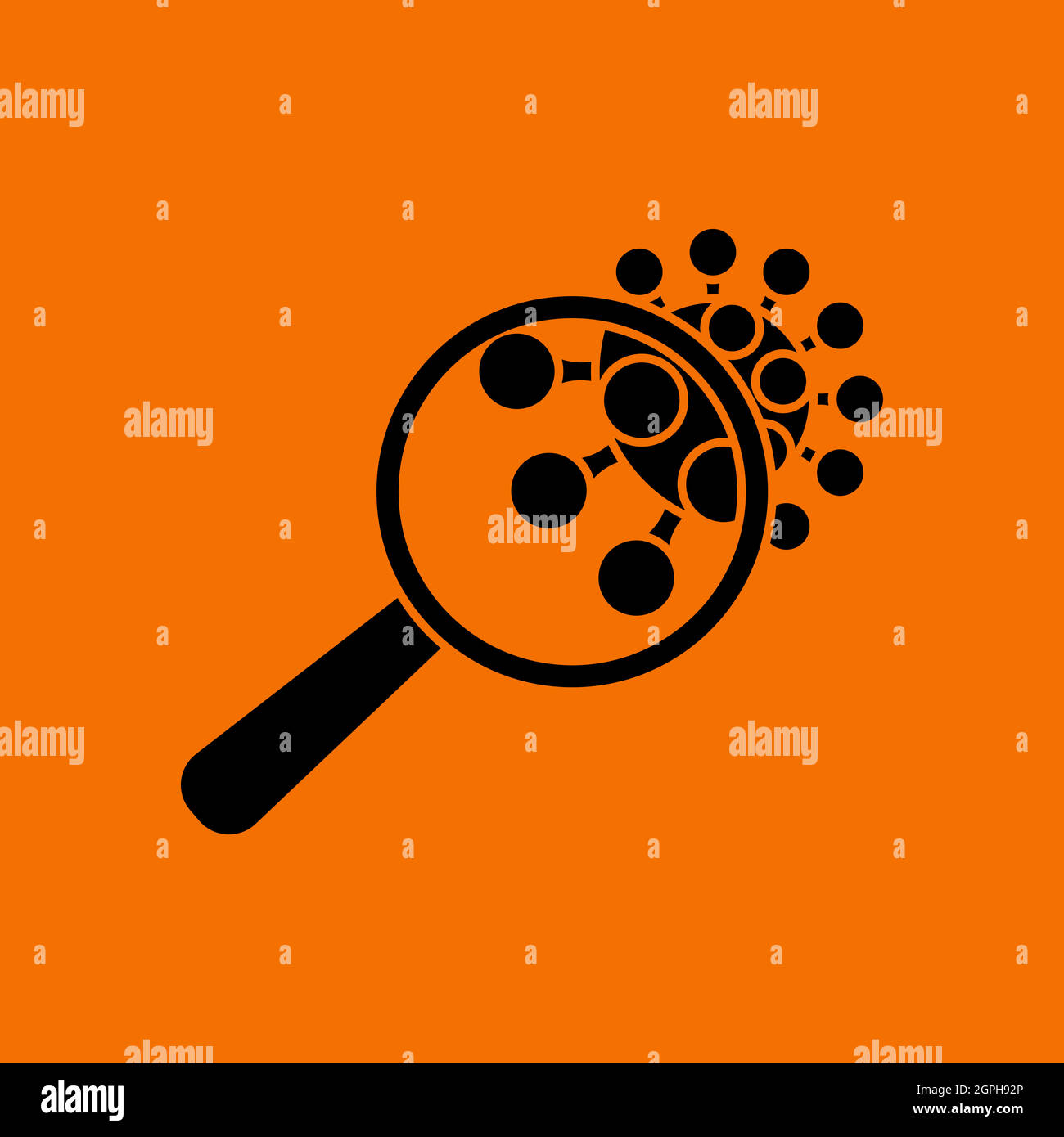 Magnifier Over Coronavirus Molecule Icon Stock Vector