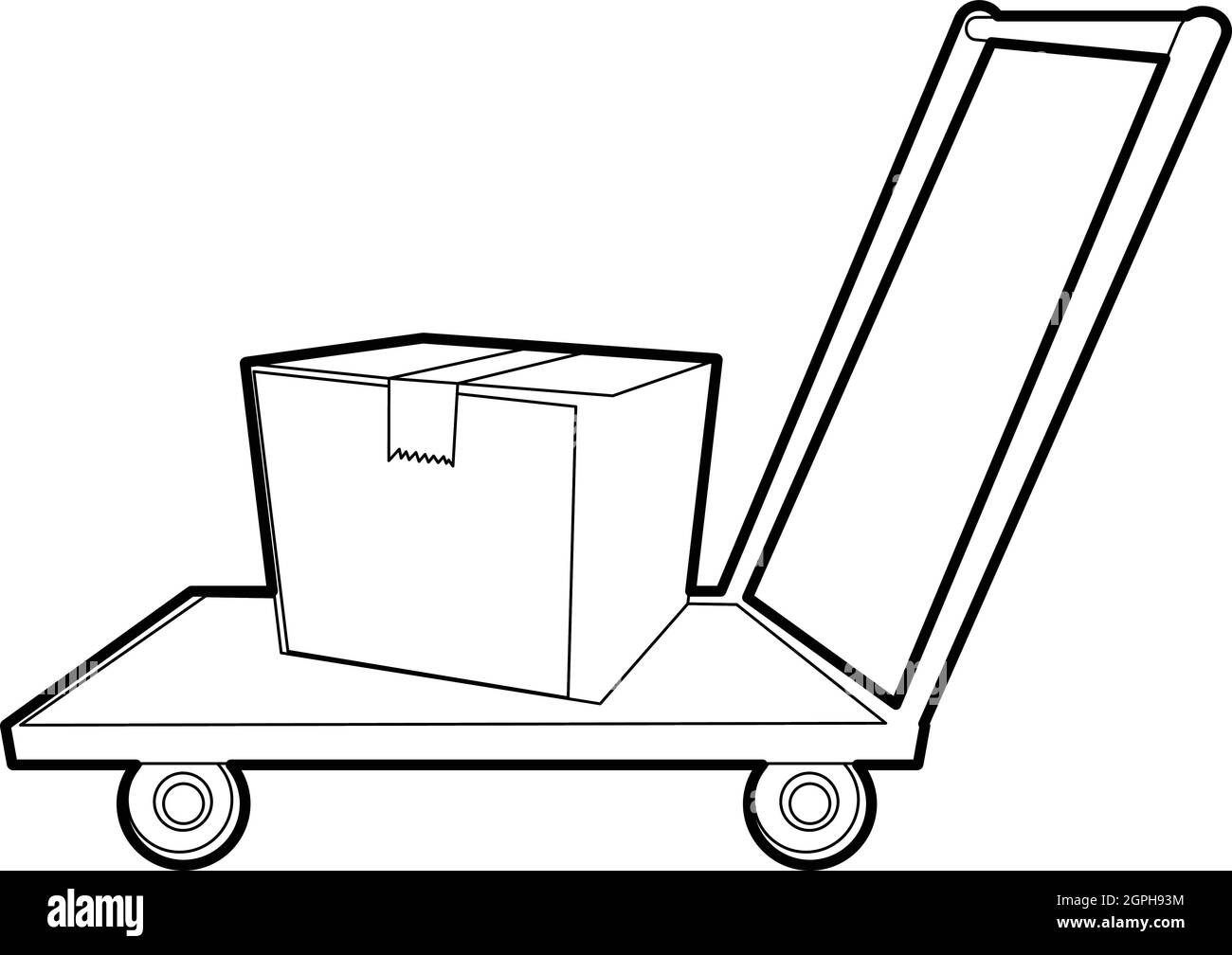 Warehouse trolley icon, outline style Stock Vector