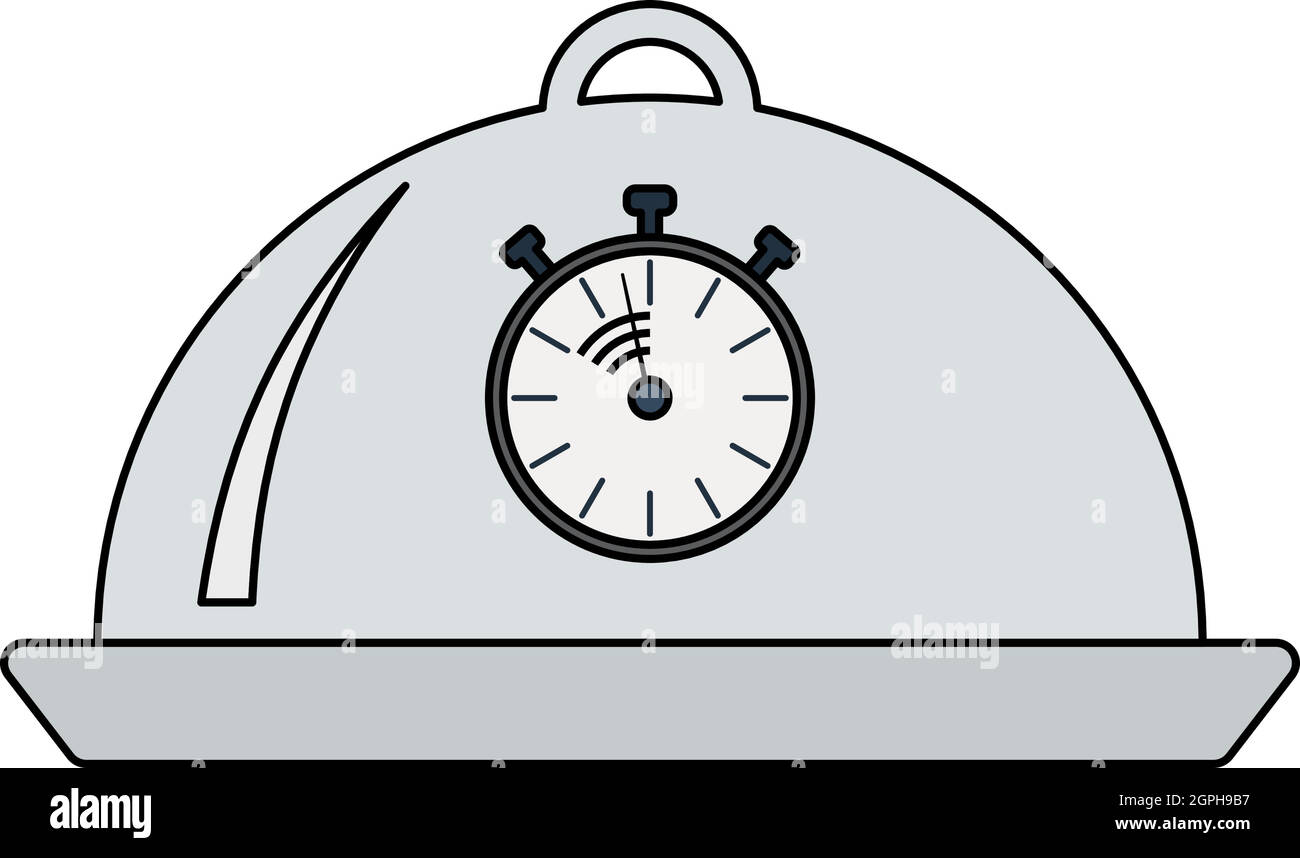 Cloche With Stopwatch Icon Stock Vector
