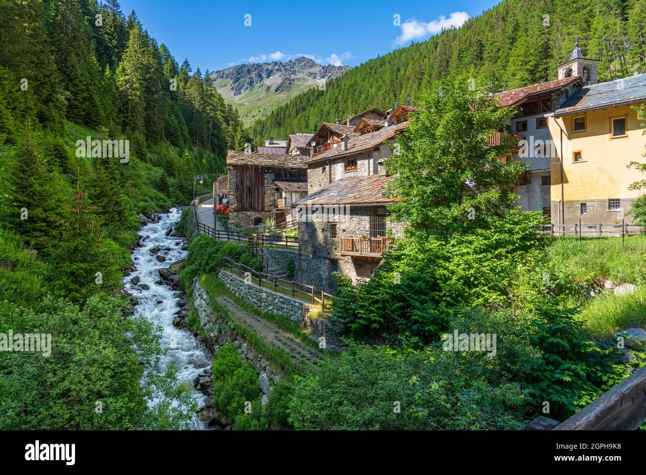 Idyllic sight in the beautiful village of Saint Rhemy en Bosses, in the