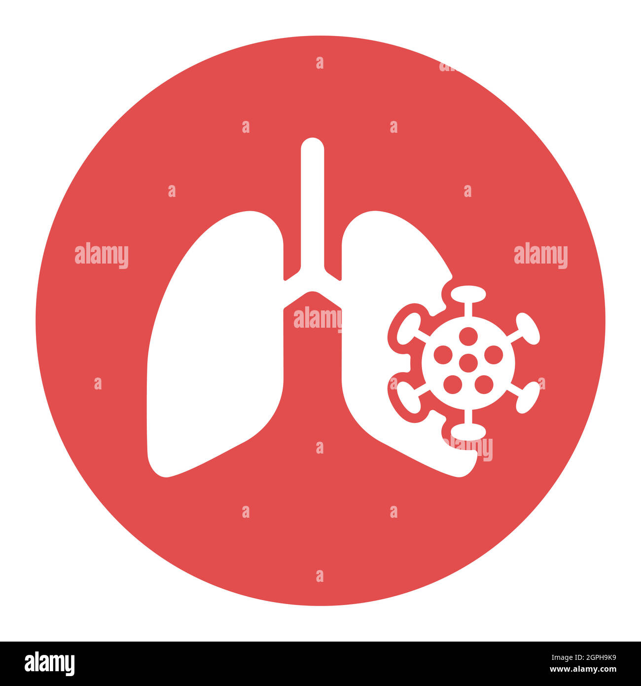Human lungs infected by virus and bacteria white glyph icon Stock Vector